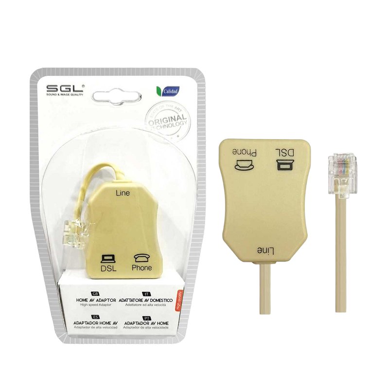ADSL splitter with filter for Modem/Router & PSTN - ADSL Splitter - 61063B - 000111