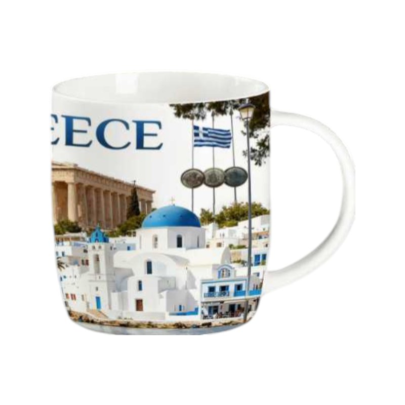 Set ceramic cup Souvenir with spoon - Greece - 241130