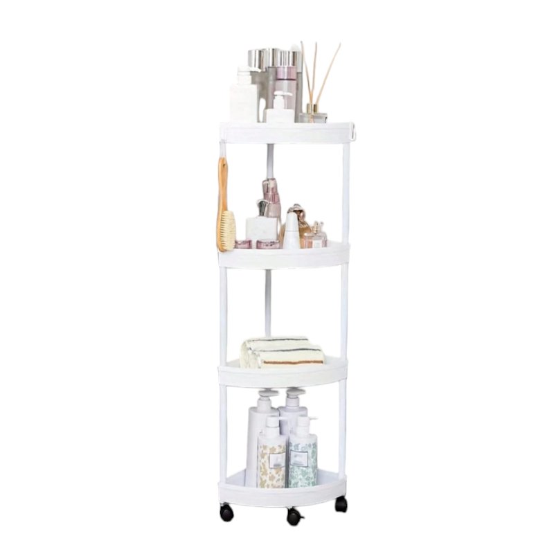 Wheeled bathroom shelf 4-tier corner - 9608 - 522749 - White
