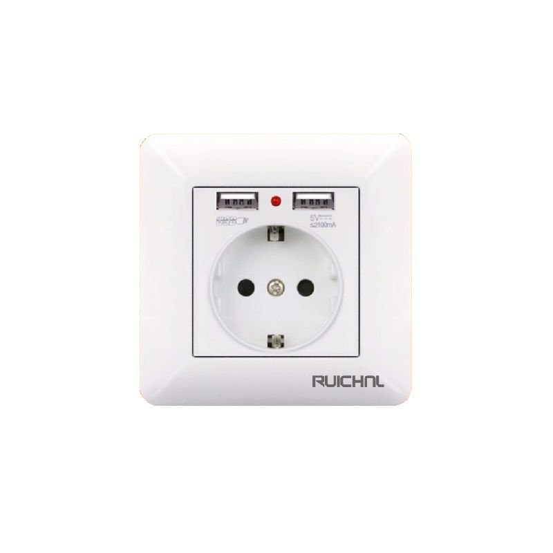 Socket with 2 USB ports - Flush - 16A - 068509