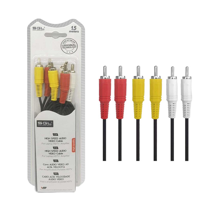 RCA Cable - 306A - 3xRCA male/3xRCA male - 1.5m - 096094