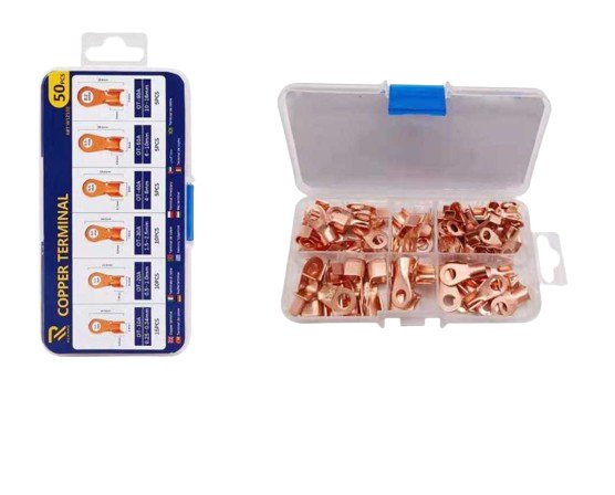Copper cable terminal set 6 sizes - 50pcs - 121004