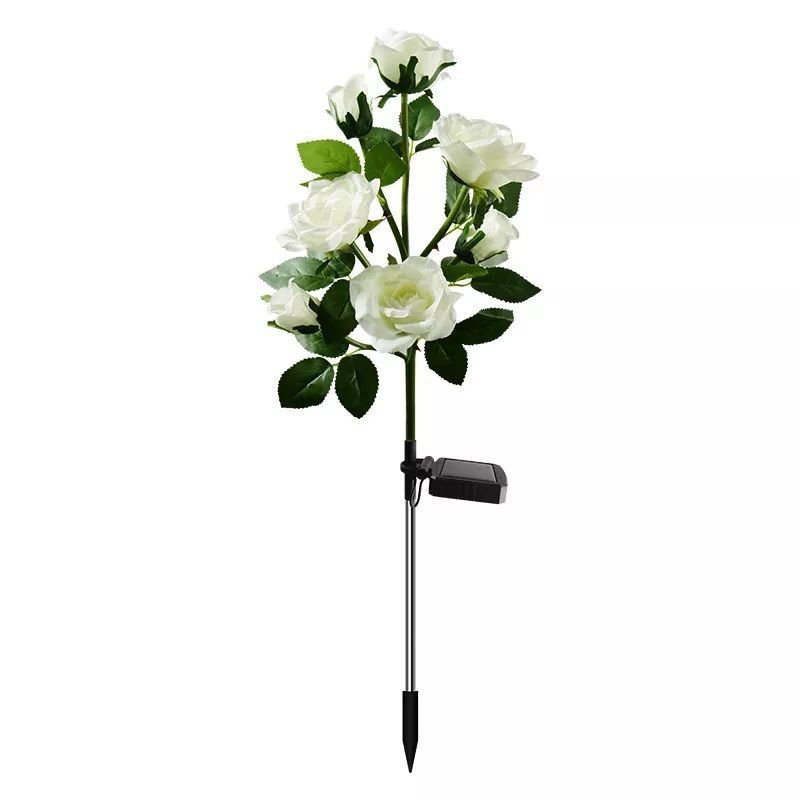 Светящиеся декоративные цветы LED с солнечной панелью - 2шт - 150289 - Белый