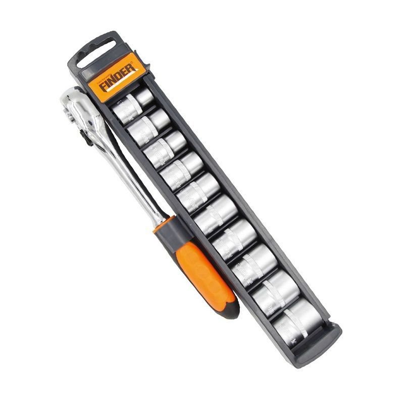 Socket set with ratchet - Sleeve tools - 11pcs - 1/4 - Finder - 192867