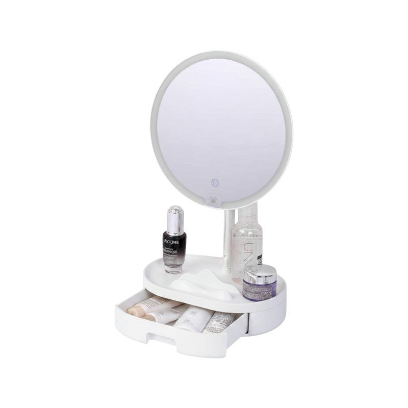 LED makeup mirror with cosmetic organizer - 206163 - White