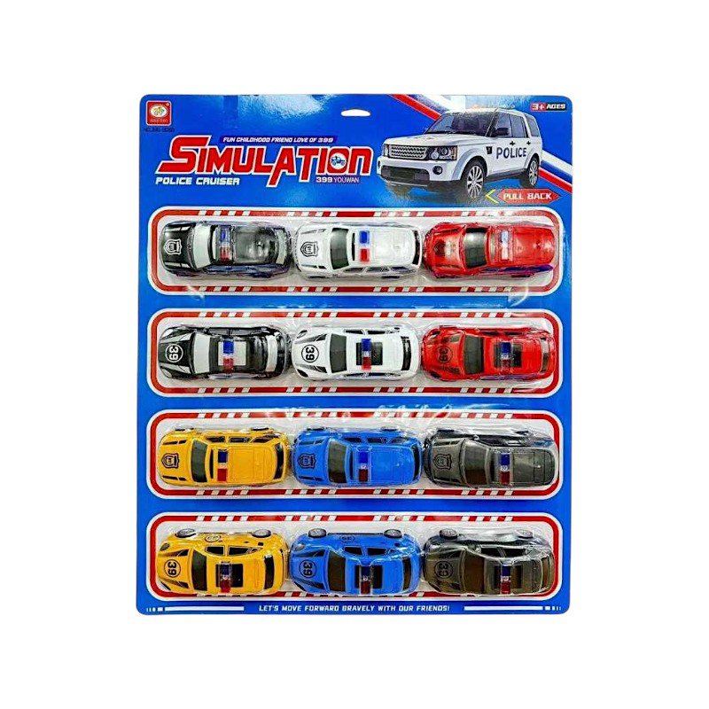 Set of toy cars with Pull Back - 12pcs - 399-906B2 - 233146