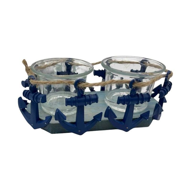 Set of decorative Souvenirs - Tealight candle holder - 2 pieces - ZB24119 - 251636