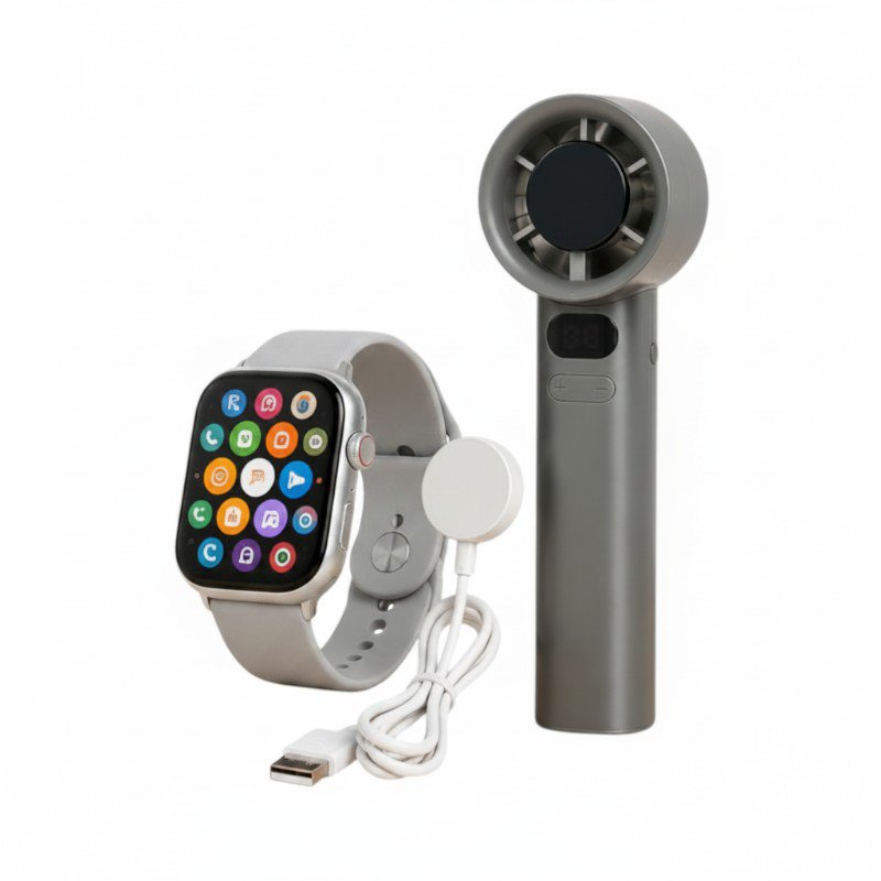 Smartwatch set with wireless handheld fan - FAN-50 PRO - 260295 - Grey