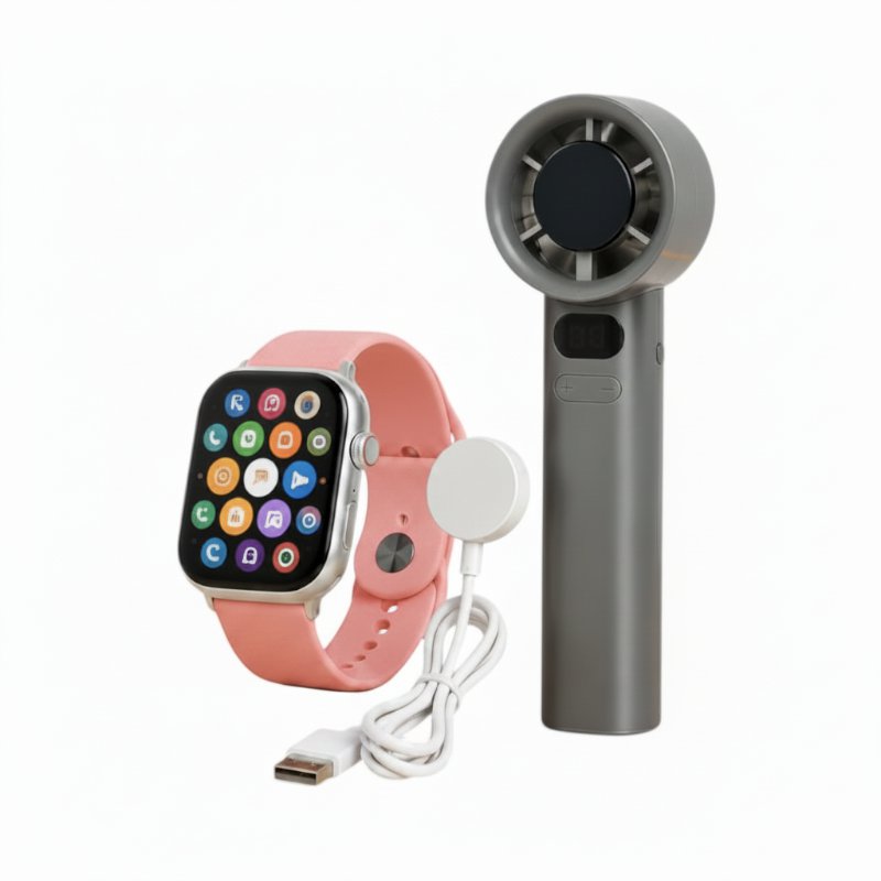 Smartwatch set with wireless handheld fan - FAN-50 PRO - 260295 - Orange