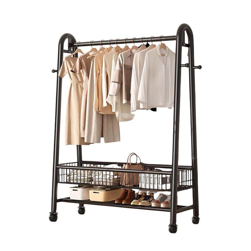 Rolling floor hanger with shelves - 12008A - 282265 - Black