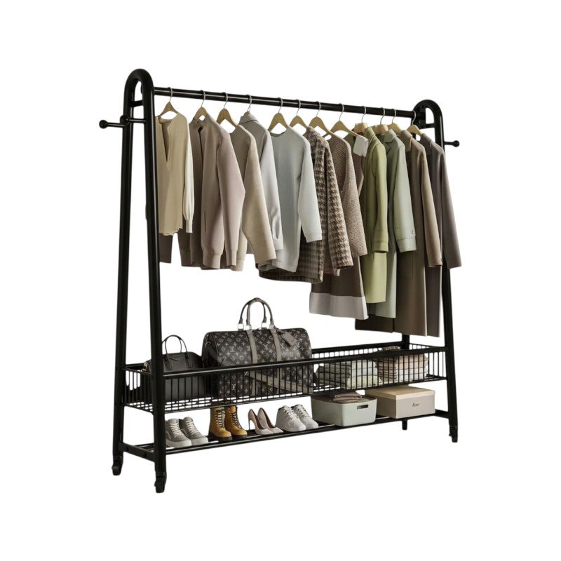 Rolling floor rack with shelves - 12009A - 282272 - Black