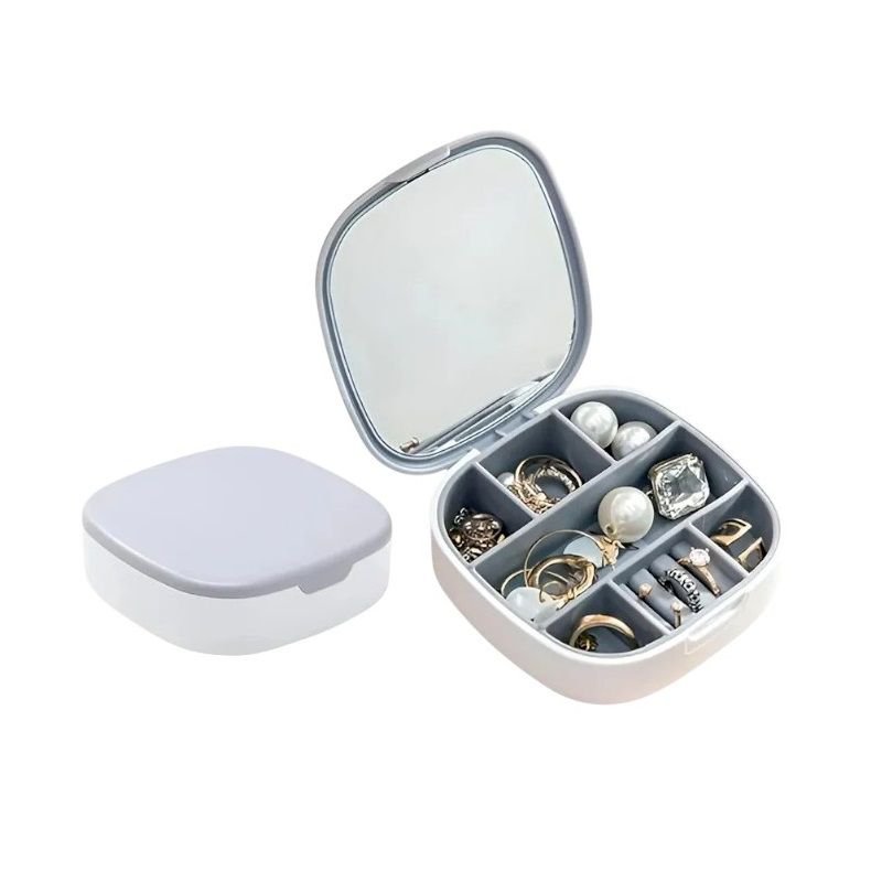 Mini jewelry organizer case with mirror - LD988 - 292214 - White