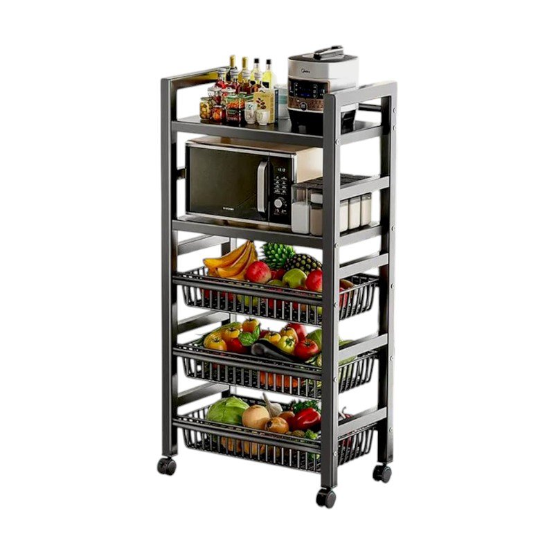 Metal kitchen organization trolley shelf - 10914 - 421366 - Black