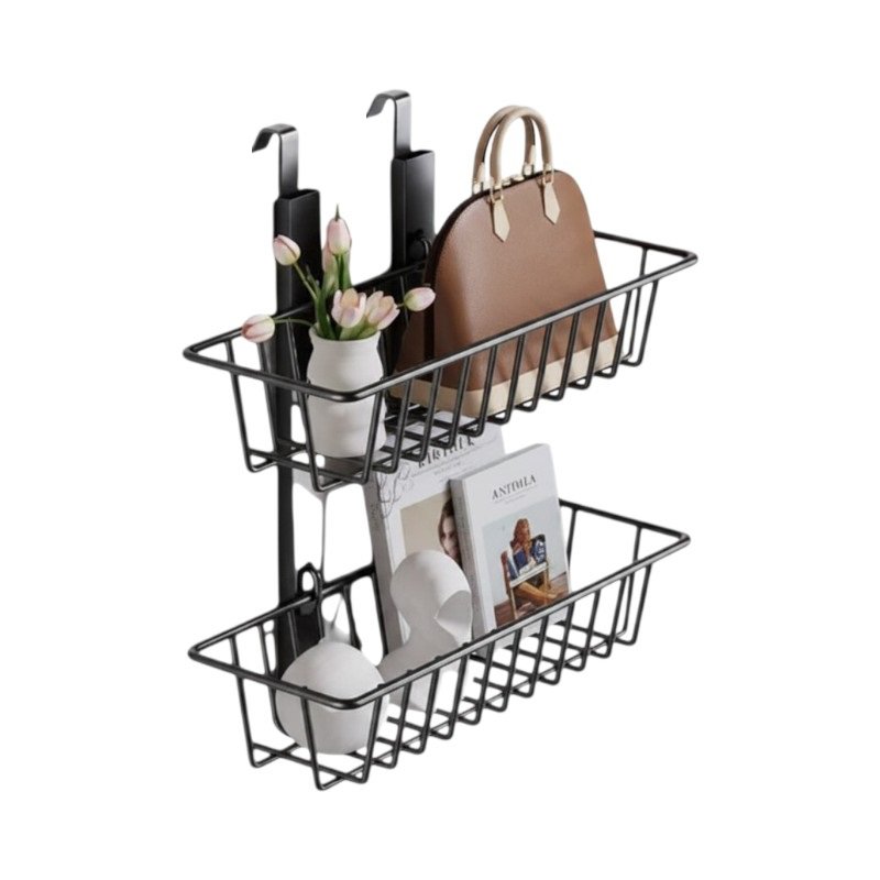 Hanging door shelf with 2 shelves - 7529 - 421649 - Black