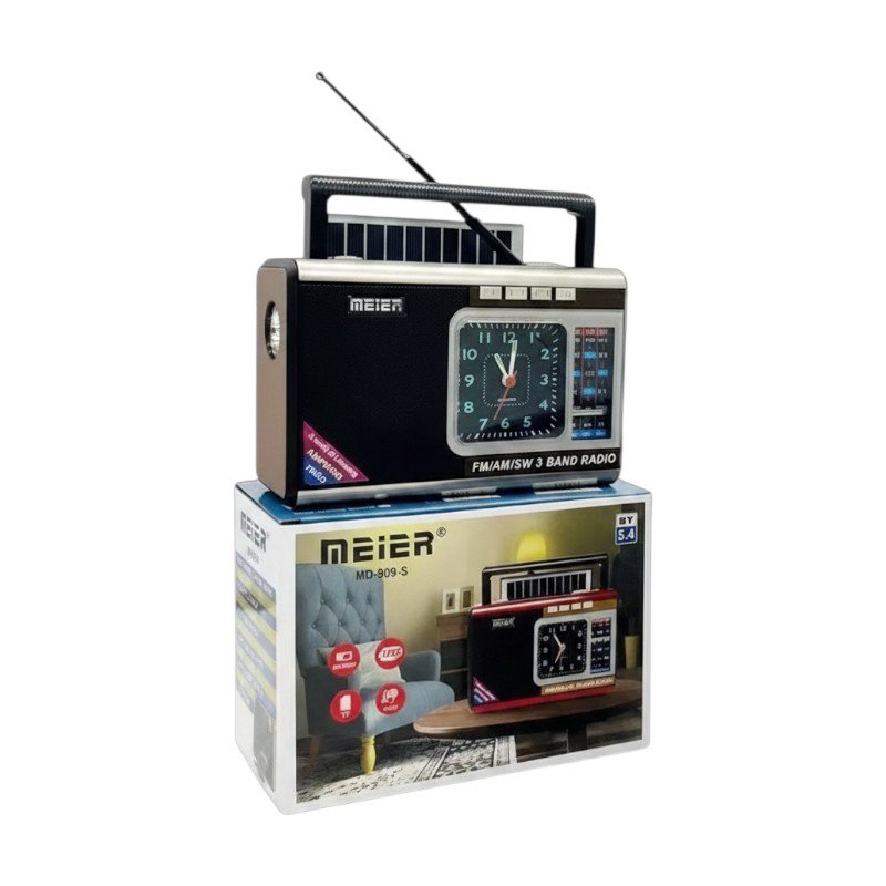 Rechargeable Retro Radio with Solar Panel - M909S - 679091 - Silver