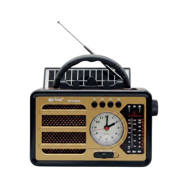 Rechargeable Retro Radio with Solar Panel - PX-767BTS - 707672 - Gold