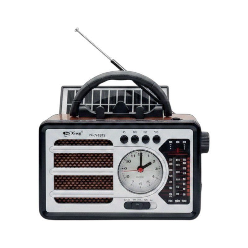 Rechargeable Retro Radio with Solar Panel - PX-767BTS - 707672 - Silver