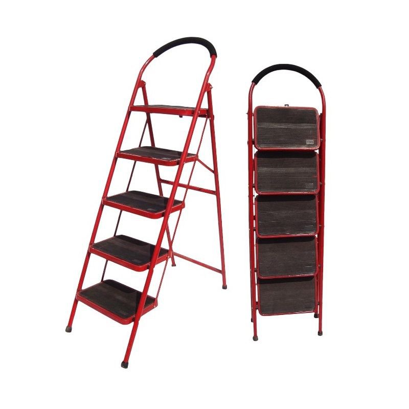 Folding iron ladder - 109-5 - 711360 - Red