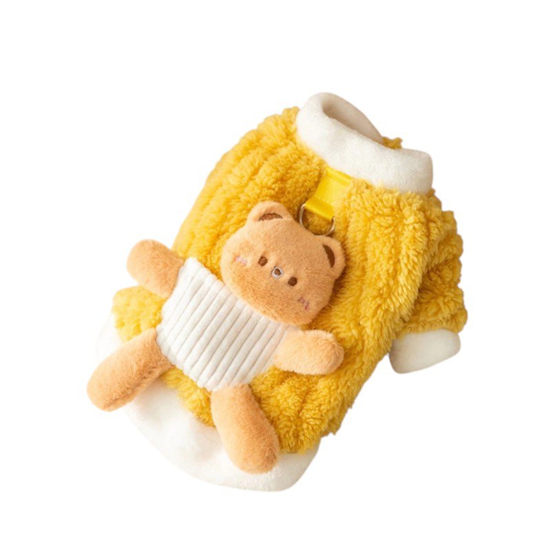 Dog fleece sweater with plush toy - 810435 - Yellow
