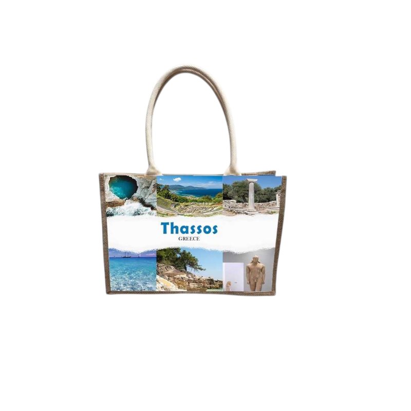 Tourist linen bag with button - Thassos - 36*25*16cm - 871893