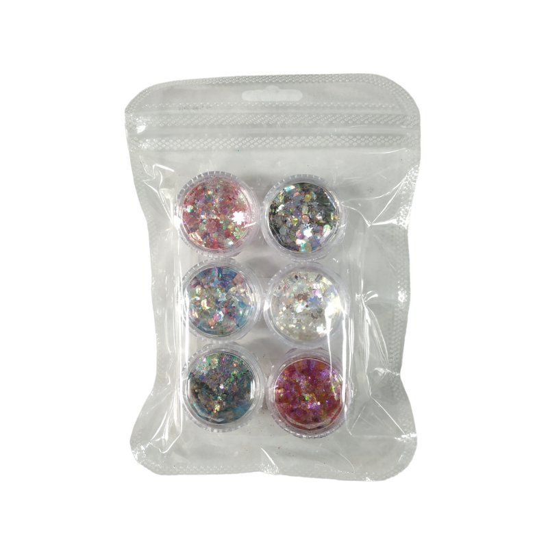 Glitter nail art set - ND129 - 6pcs - 910556